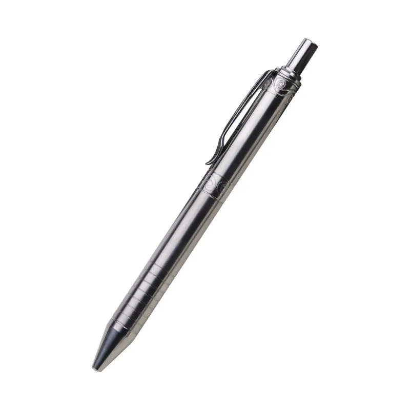 Caneta gel sólida titânio liga tinta caneta vintage parafuso de escrita ferramenta de redação de papelarias k43b