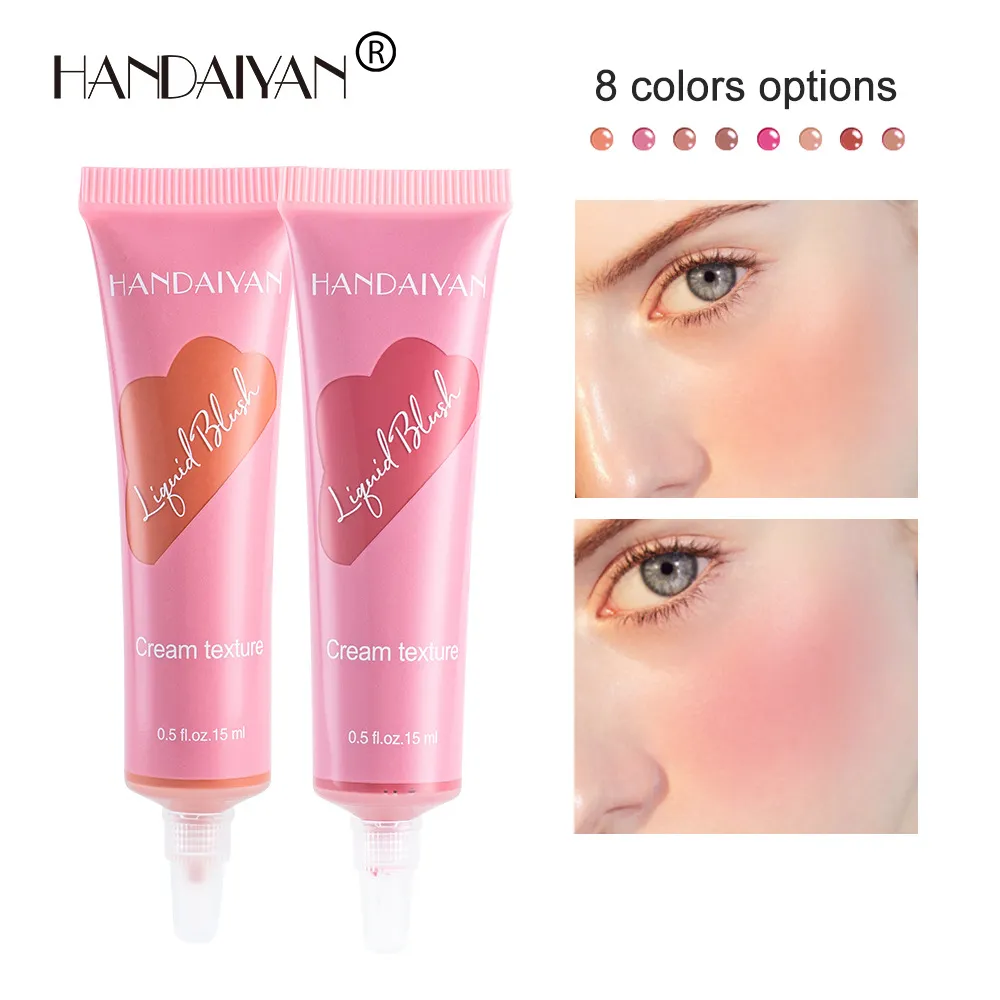 Handaiyan 8 kleuren vloeibare blozen Langdurige natuurlijke retoucherende gezicht Contour make-up helderder huidcosmetische blusher