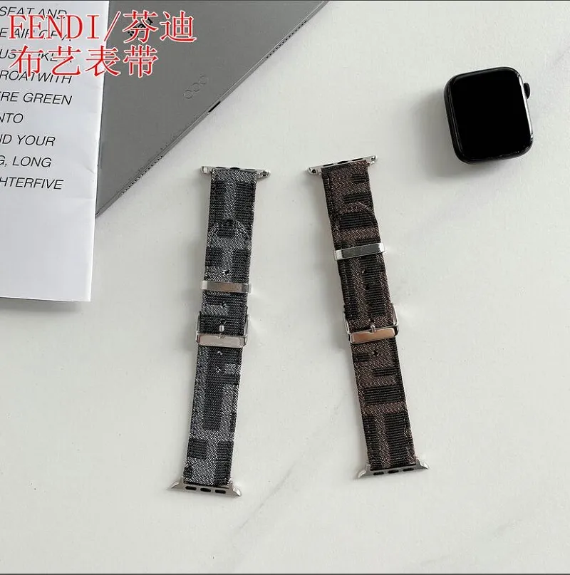 Designer strap 42mm 38mm 40mm 44mm Iwatch cloth art European and American fashion brand Bracelet Fashion stripe Pendant