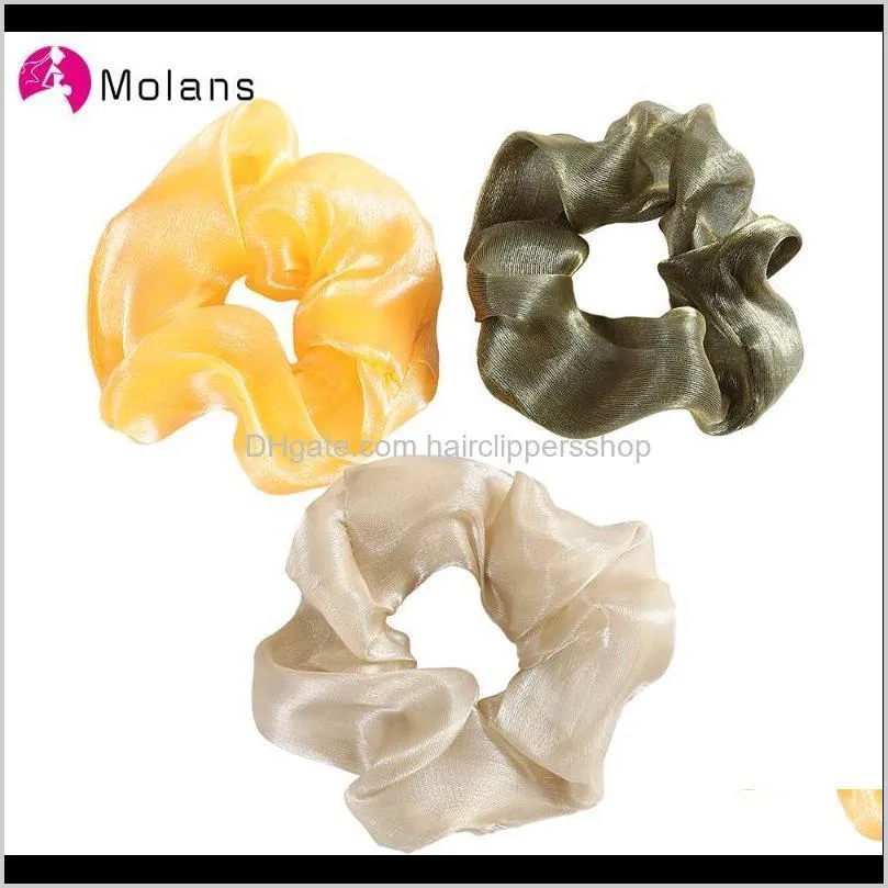 molans 11*11cm silk organza big hair scrunchies women hair band solid gums elastic rubber ties new accessories