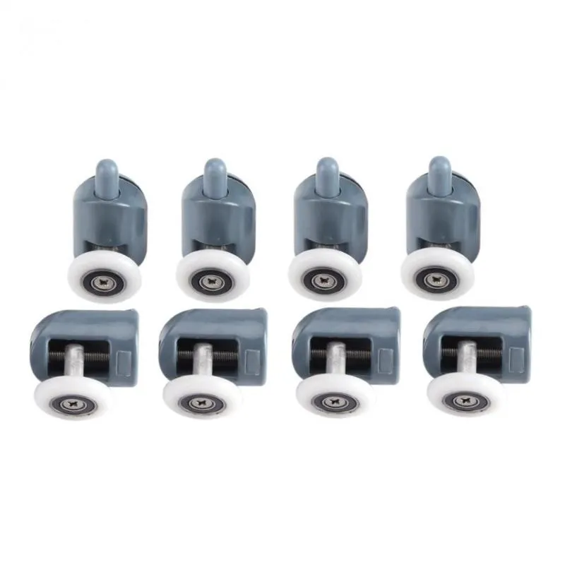 8Pcs/lot Shower Door Rollers Twin Bottom Top Pulleys Wheels Runners Bathroom / Screw Cover Axle Other Hardware