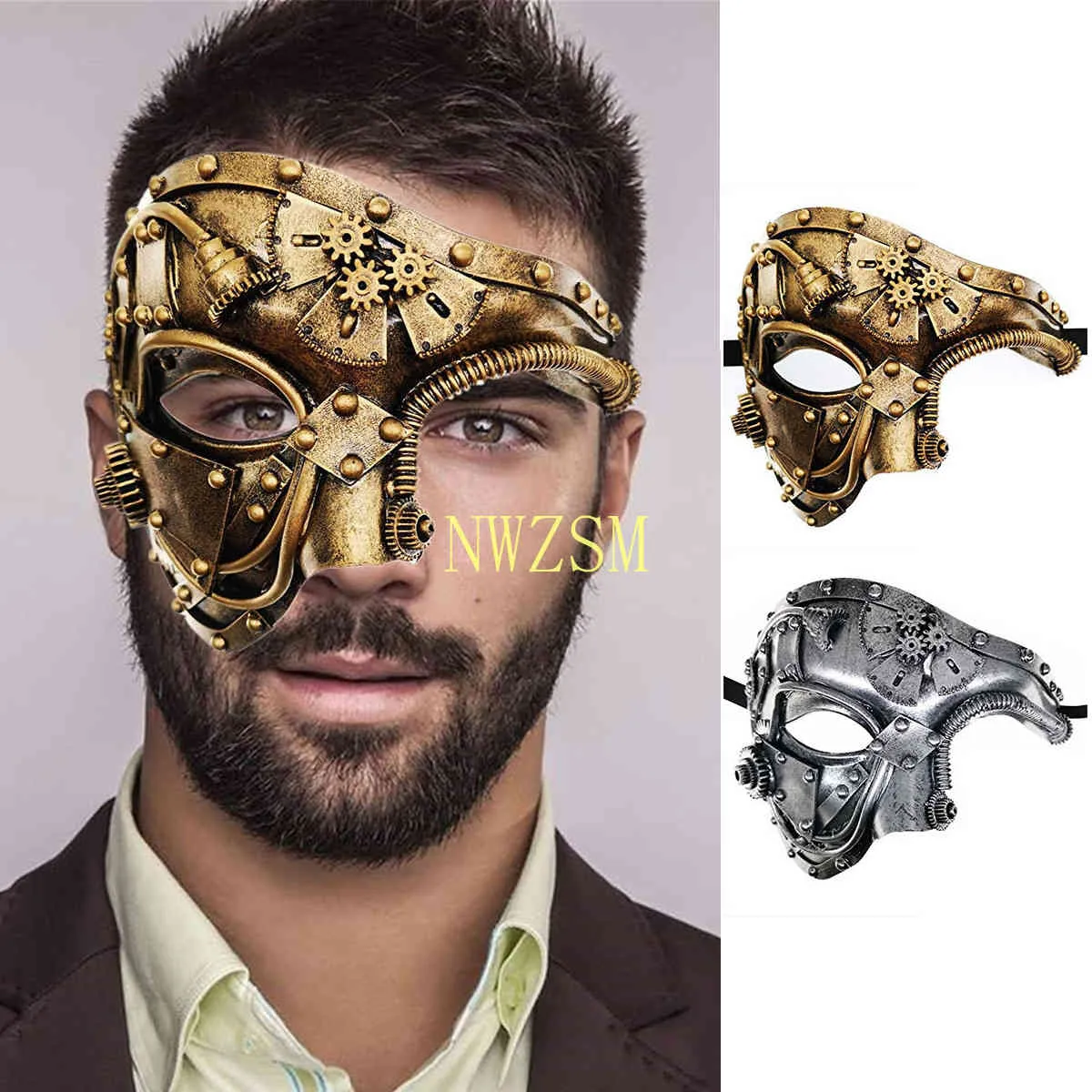 Maschera veneziana Casco Uomo meccanico per Masquerade Steampunk Phantom of  the Opera Halloween Cosplay Party Costume Masks
