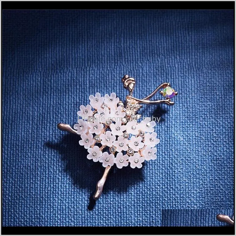  2 styles crystal ballet dancer brooch pins trendy girl jewelry ballerina deco accessory lapel pin corsage for women