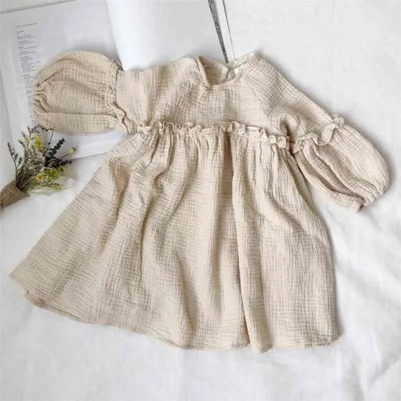 Coréen Japon Style Bébé Filles Robes Printemps Enfants Robe Linge Vêtements Volants Princesse Toddler Vêtements 210521