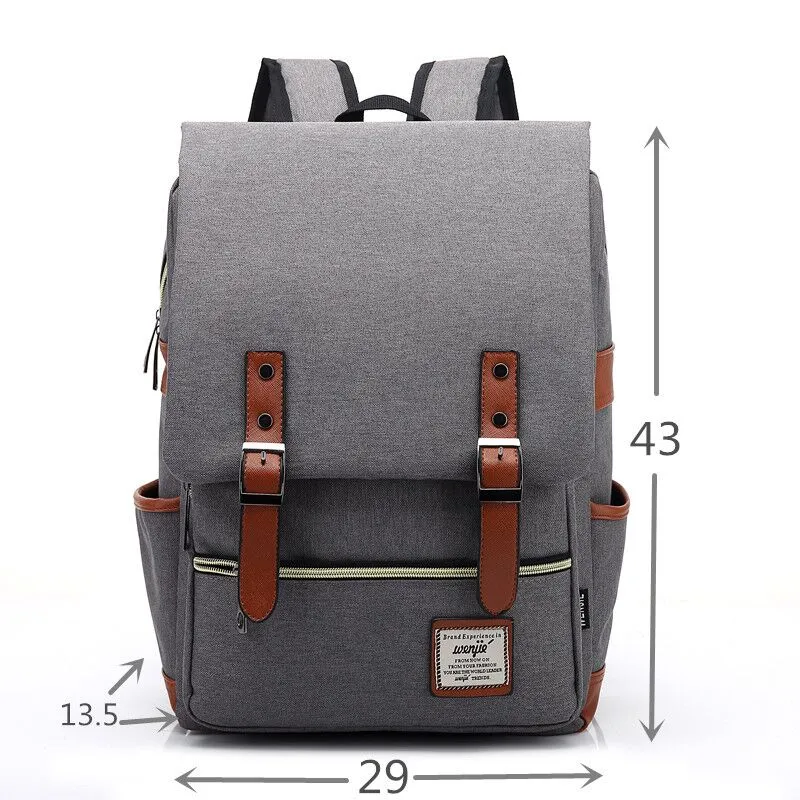 Vintage Laptop Bag Backpack Women Mens Knapsack School College Racksack Fits 15 inch Notebook Computer Bags Shoulderbag Bookbag Sa267H