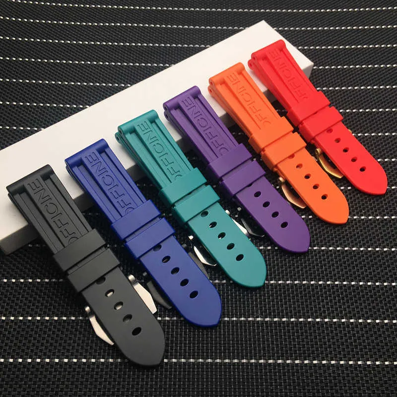 Silicone Rubber Watchband For Panerai Strap Tool Belt 24mm Black
