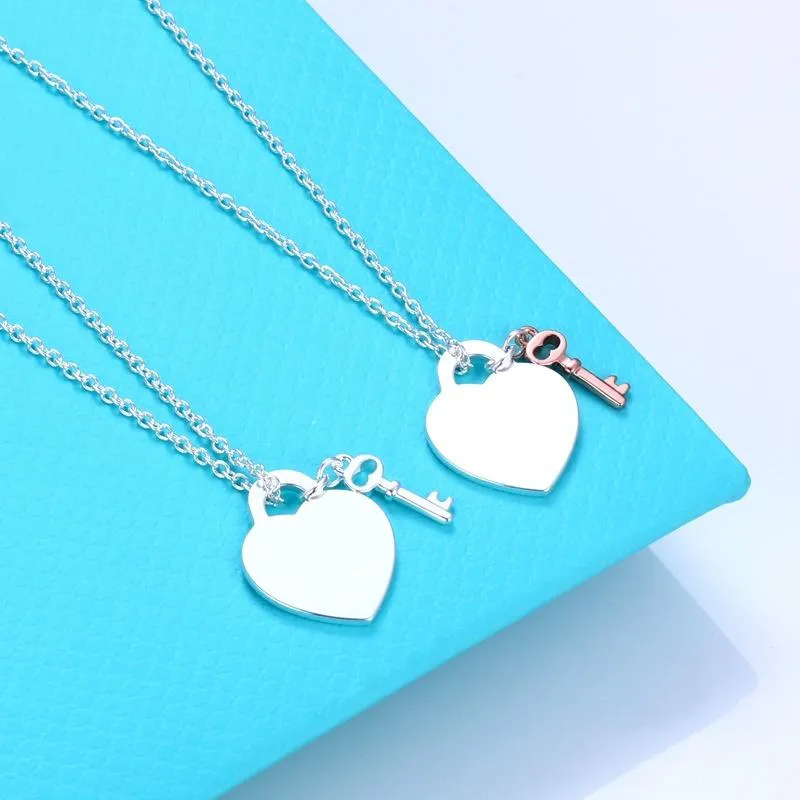Chains Ladies High-end Luxury Heart-shaped Key 100%925 Sterling Silver Necklace For Women Gift Jewelry