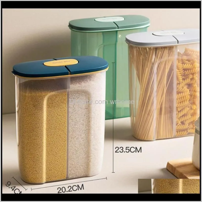 storage box double-layer kitchen grain and tank double-layer, dry goods, plastic moisture-proof sealed bottles & jars