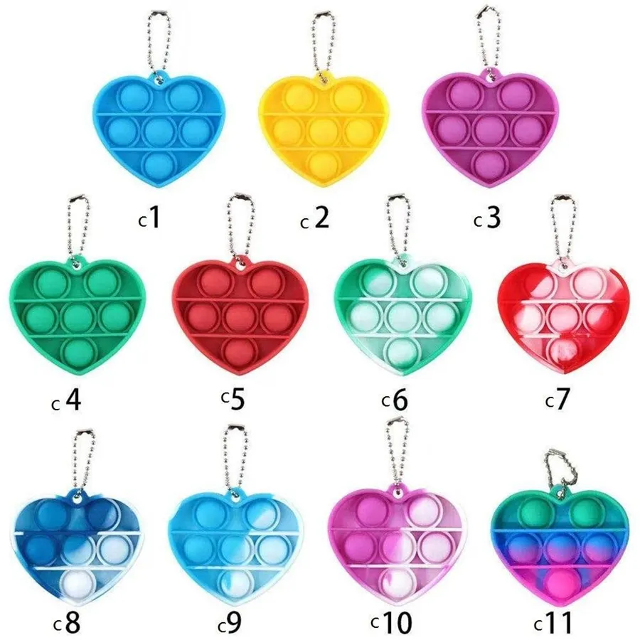 50pcs Simple Dimple Push Keychain Sensory Kid Fidget Toy Stress Bubble Key Ring Push Bubble Board Finger Pendant