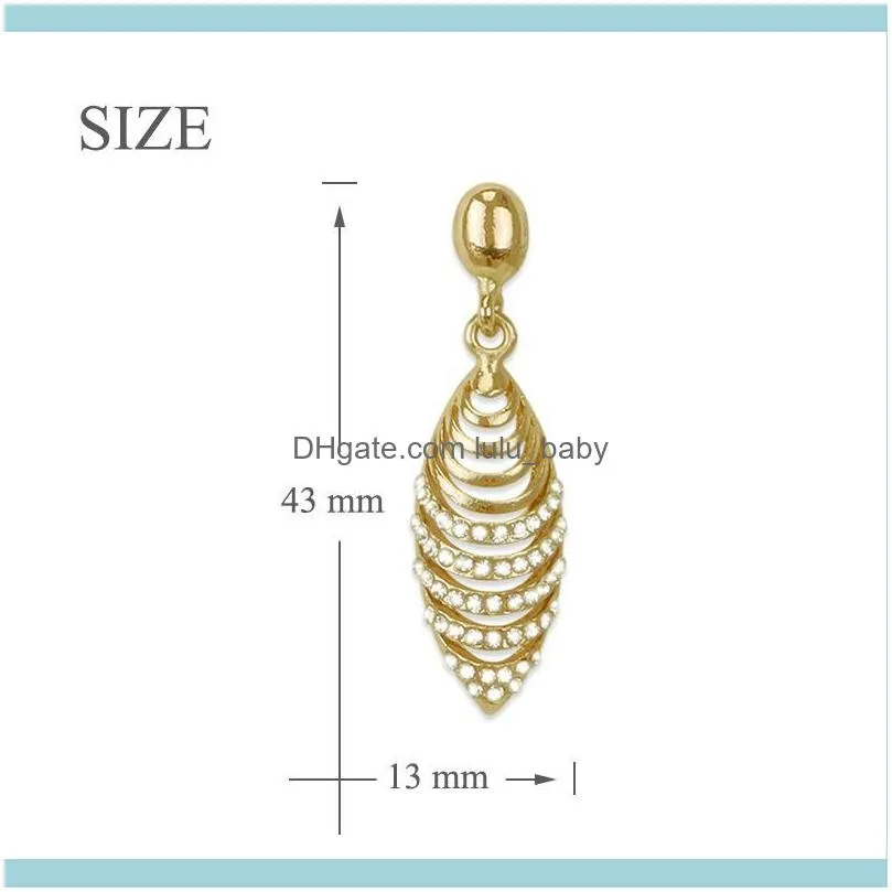 Gold Color Zirconia Water Drop Earrings For Women High Quality Zinc Alloy Trendy Wife Gifts Fashion Jewelry Ladies 2021 Dangle &