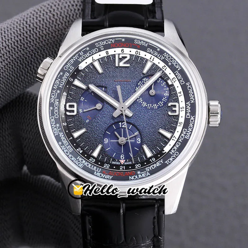 42 mm Polaris Geographic WT Dual Time 904847J 904847 Q1428421 Uhren CAL.939A/1 Automatik Herrenuhr Gangreserve Blaues Zifferblatt Lederarmband HWJL Hello_Watch