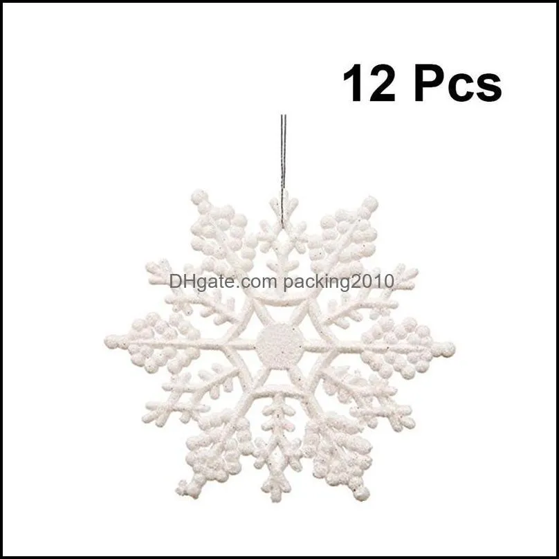 Christmas Decorations 12pcs 4 Colors Plastic Fake Snowflake Party Hanging Pendants Year Xmas Tree Ornaments Window Decoration1