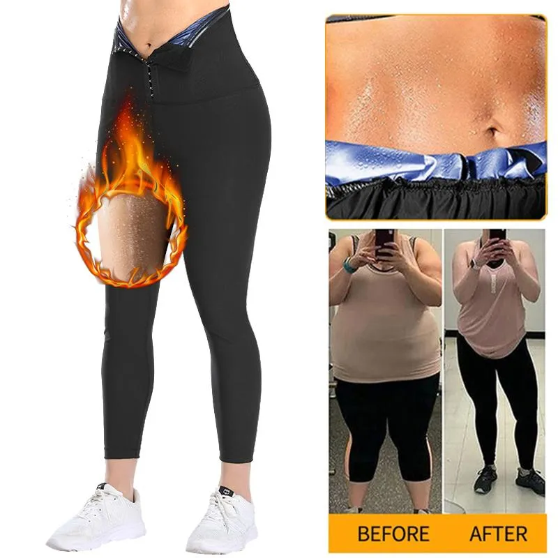 Kvinnors Shapers Bastu Leggings för Kvinnor Svettbyxor Högt midja Kompression Shaperwear Slimming Thermo Workout Trainer Capris Body Shaper