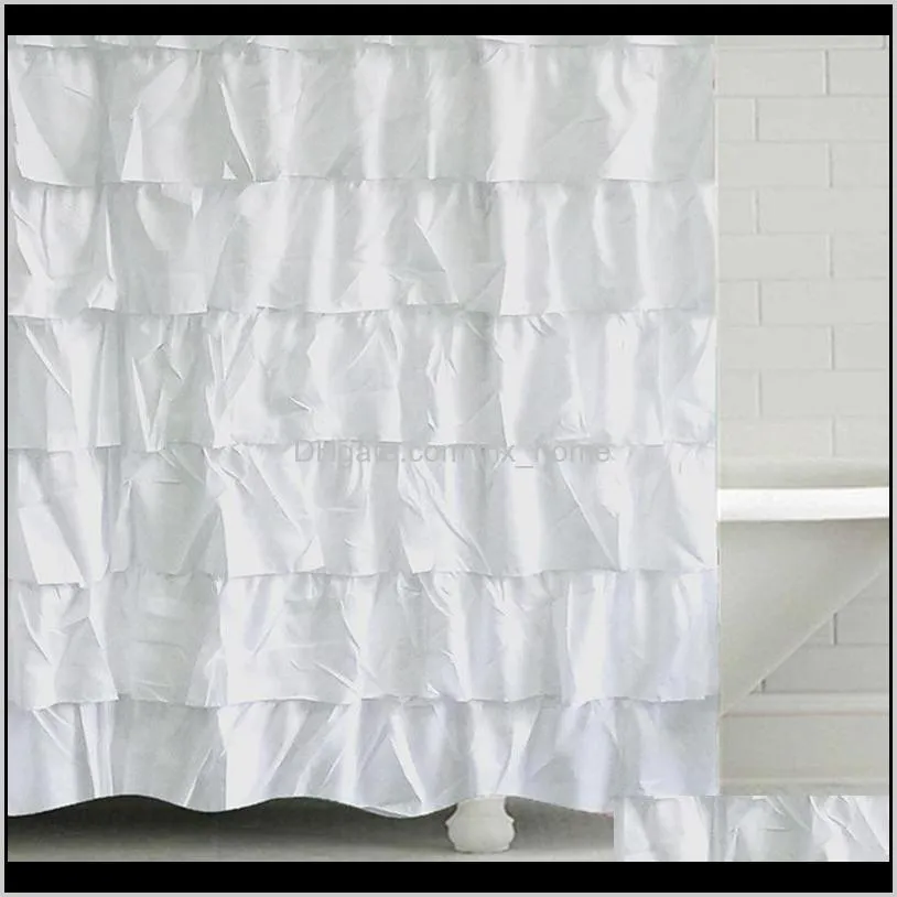 big deal plain colour waterproof corrugated edge shower curtain ruffled bathroom curtain decoration