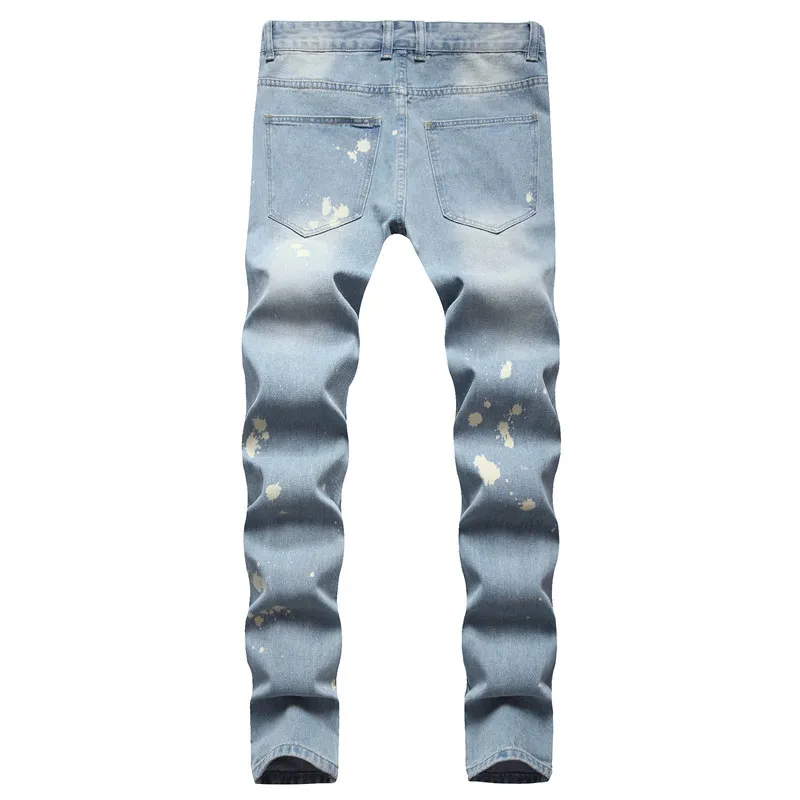 Jeans décontractés déchirés et lavés pour jeunes pantalons nostalgiques pour hommes282d