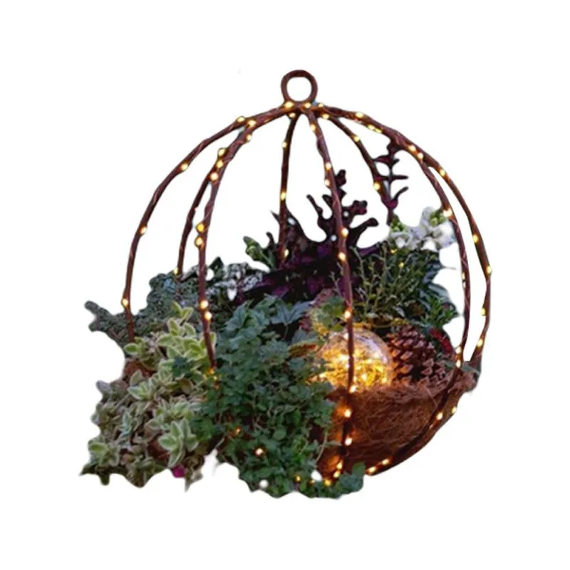 Decoratieve bloemen kransen voordeur Kerstmis kunstmatige opknoping mand vakantie led lichten hanger indoor xmas slingers drop ornament