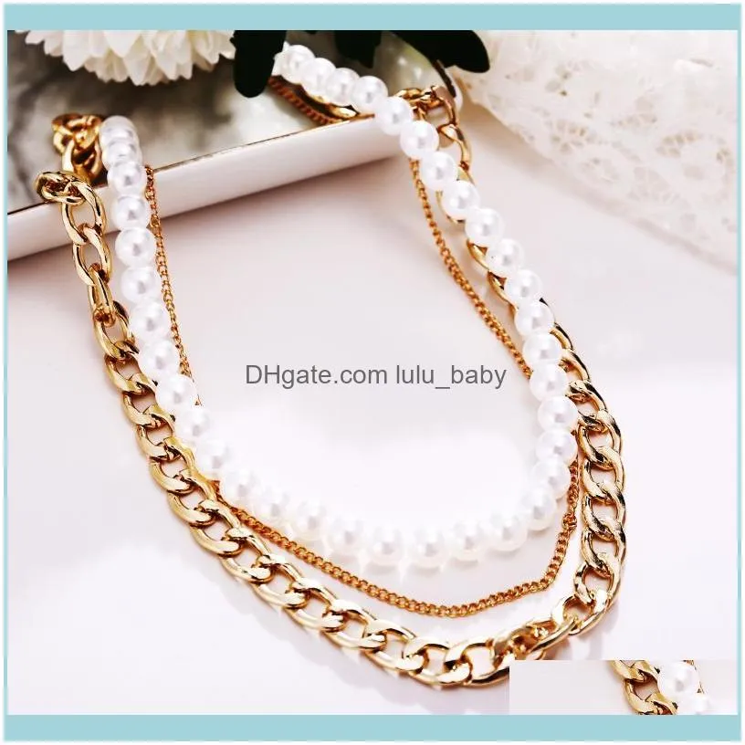 Chains Europe And America Fashion Multi-layer Necklaces For Women Pearl Clavicle Chain Bohemian Gold Choker Trendy 2021 Jewelry