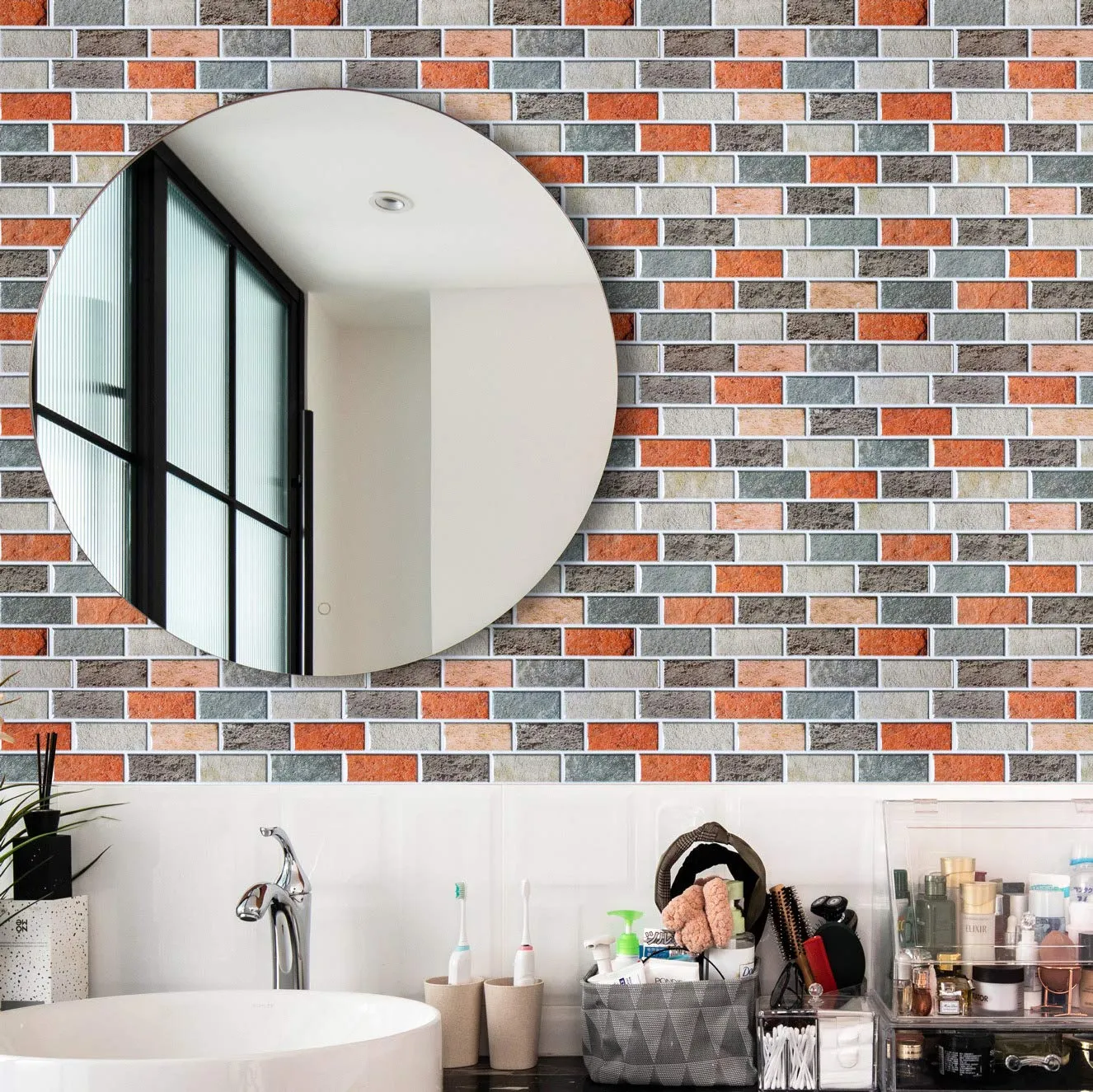 Art3d 30x30 cm Naklejki ścienne 3D samoprzylepne skórki i kij backsplash Płytka Faux Stone Mozaika do kuchni Łazienka, tapety (10 sztuk)