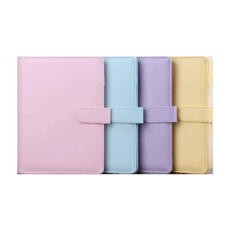 Brotonom￨tres en cuir A6 PU A6 Pu Decorations Macarons Decorations Binder Hand Lighter Notebook Shell Loose-feuilles Budget Budget Stationery Cover Office scolaire