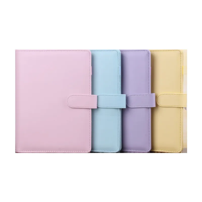 A6 PU Leather Notepads Waterproof Macarons Decorations Binder Hand Ledger Notebook Shell Loose-leaf Notepad Diary Budget Stationery Cover School Office