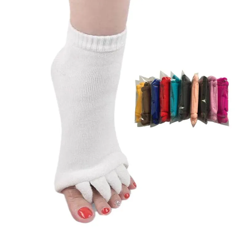 Sportsokken 2 paren gebreide vijf vinger teen vrouwen correctie bunies ademend antislip zweet absorptie volwassenen open tenen yoga