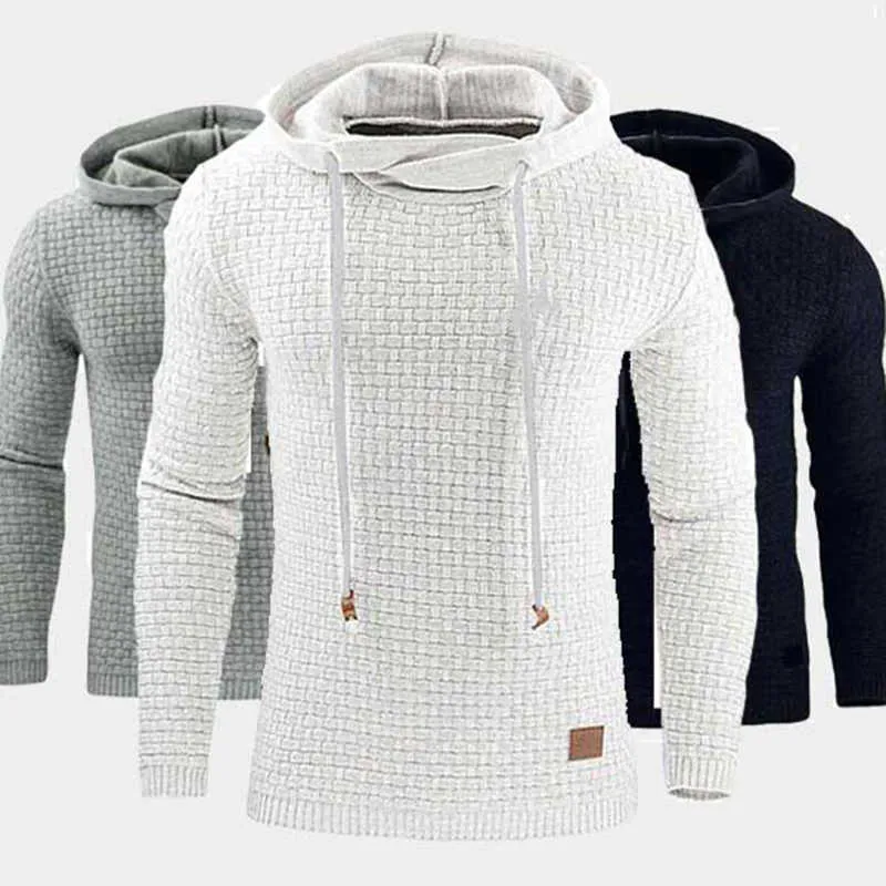 Hoodies män jacquard hooded tröja höst vinter man hoodie pullover långärmad kappa manlig gym kläder jogging homme hoody 210927