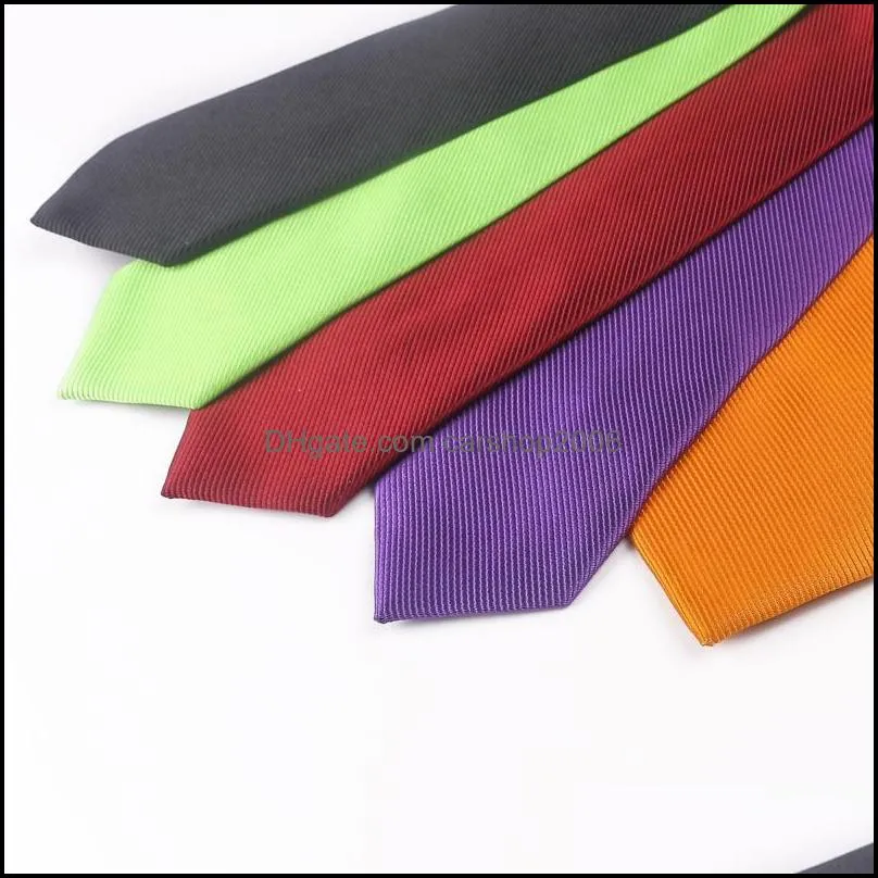 Neck Ties 2021 6cm Solid Polyester Neckties For Women Man Corbatas Gravata Woven Slim Tie Business Wedding Custom LOGO1