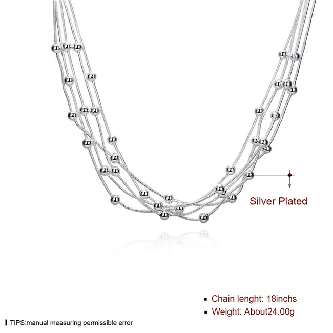 Kvinnors sterling silver pläterade fem-linjer lätt pärla tennis halsband gssn213 mode härlig 925 silverplatta smycken examen351k