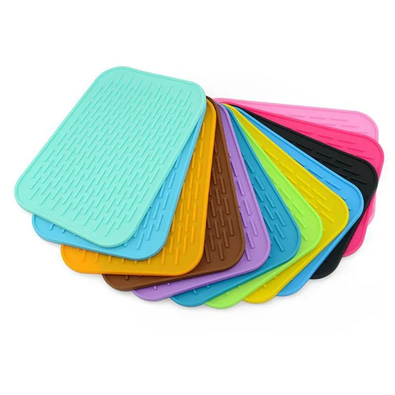 Silicone Dish Drying Mat Multiple Usage Easy clean Eco-friendly flexible Heat-resistant Pot Pad Kitchen Durable Counter Sink Refrigerator dr