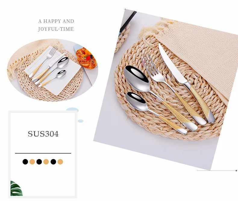 Couverts dorés 16 pièces - Acier inoxydable 18/10, élégants_voghion.com