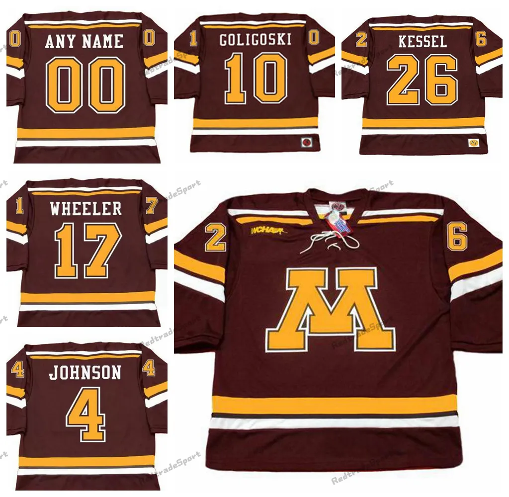 Mi08 Mens Vintage Minnesota Gophers 26 PHIL KESSEL College Hockey Jerseys THOMAS VANEK 10 ALEX GOLIGOSKI 9 KYLE OKPOSO 5 NICK LEDDY 17 Wheeler 4 Erik Johnson Mittelsta