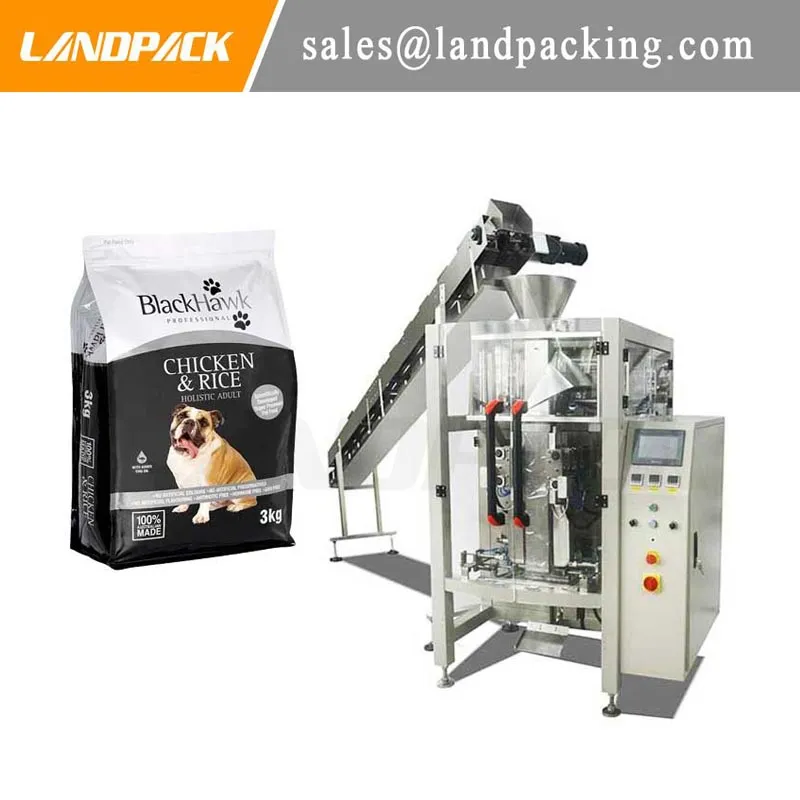 Macchina imballatrice automatica per sacchetti con chiusura quadrupla per alimenti per animali domestici Landpack per attrezzature industriali.