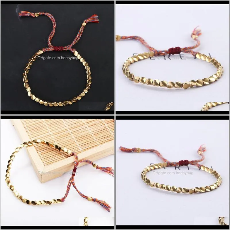 Link Chain Jewelryhandmade Tibetan Buddhist Braided Cotton Copper Beads Lucky Rope Bracelet Bangles For Women Men Thread Bracelets Drop De