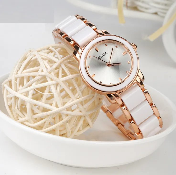 SENDA Brand Mother Pearl Shell Dial Trendy Quartz Womens Watch Delicate Students Watches Jewelry Buckle Diamond Ladies Wristwatche311Z