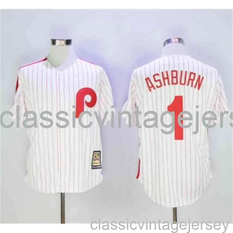 Broderie Richie Ashburn, célèbre maillot de baseball américain cousu hommes femmes jeunesse maillot de baseball taille XS-6XL