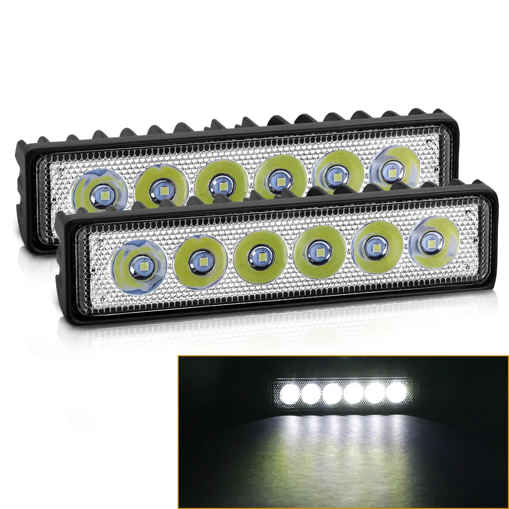 Phares LED 18W pour Auto moto camion bateau tracteur remorque tout-terrain lumière de travail 6LED lumière de travail projecteur lumière de travail 12V