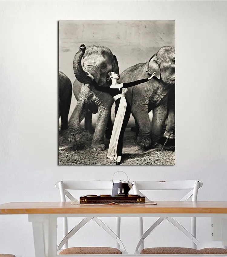 Richard Avedon Dovima With Elephants Evening Dress Poster