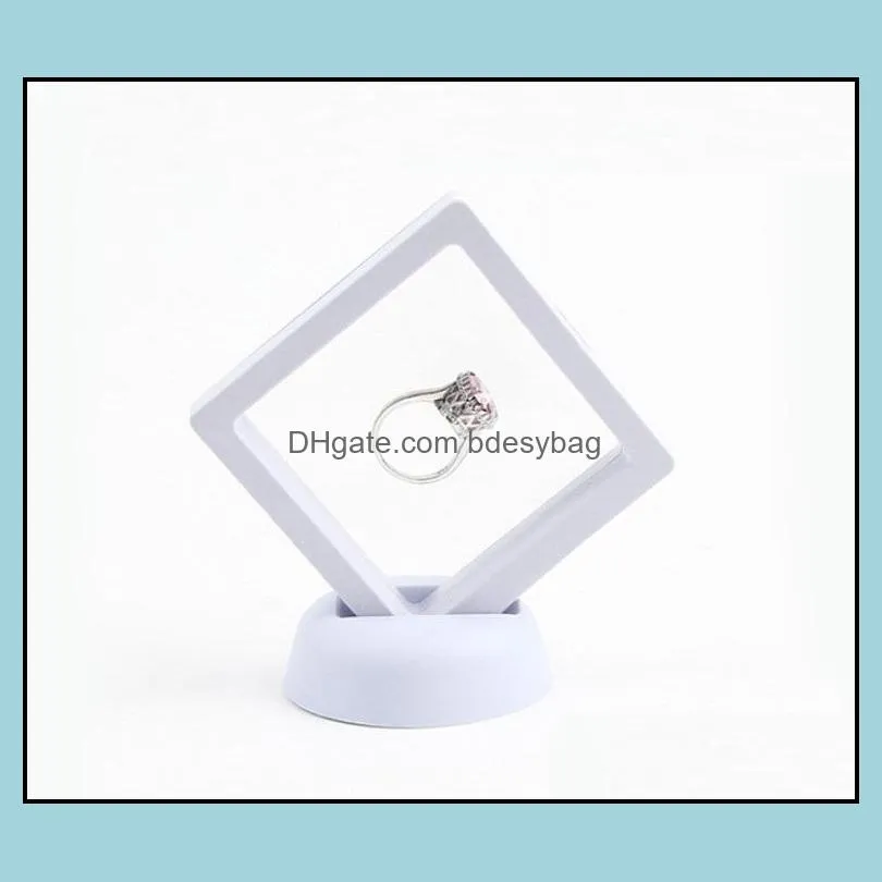 White black Jewelry Ring Pendant Display Stand Suspended Floating Display-Case Jewellery Coins Gems Artefacts Packing Boxes