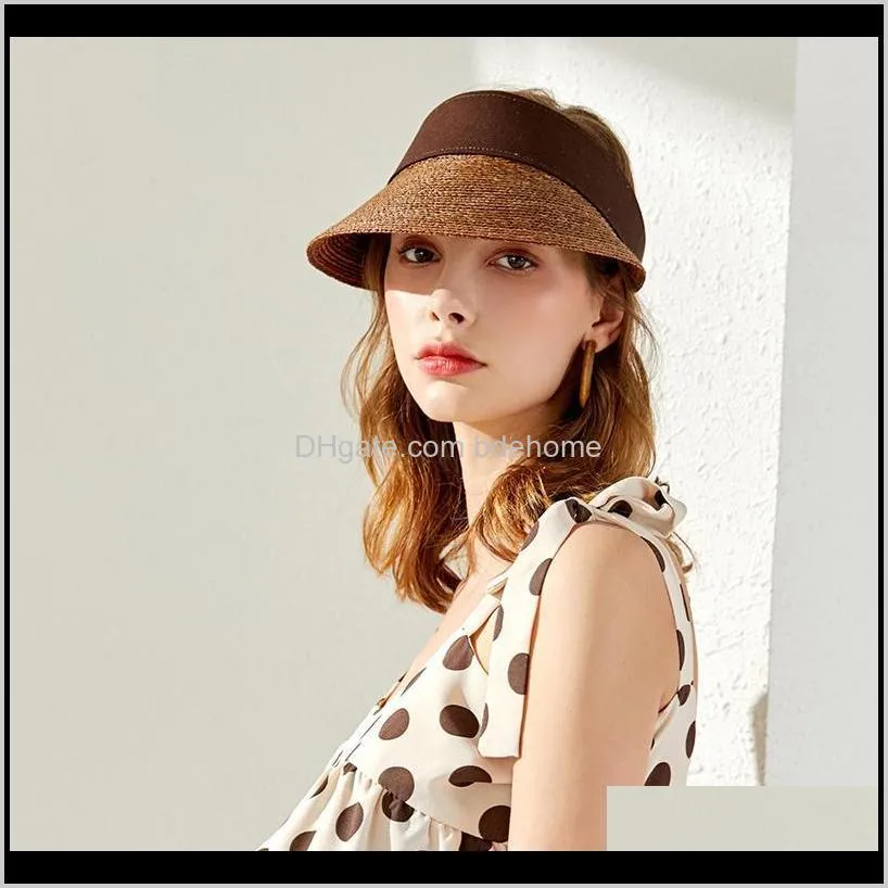 woman pure hand woven lafite straw hat folded sun cap seaside holiday beach hat breathable sunscreen cap summer 2103-4