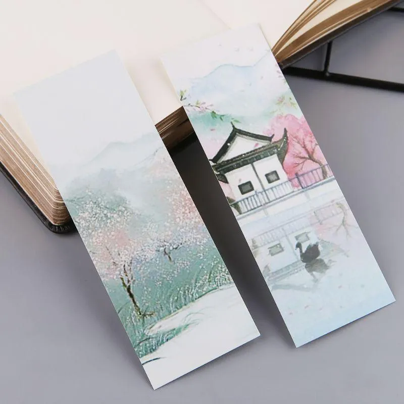 Bookmark 30pcs Creative Chinese Style Paper Bookmarks Painting Cards Retro Beautiful Boxed Commemorative Gifts XXUD