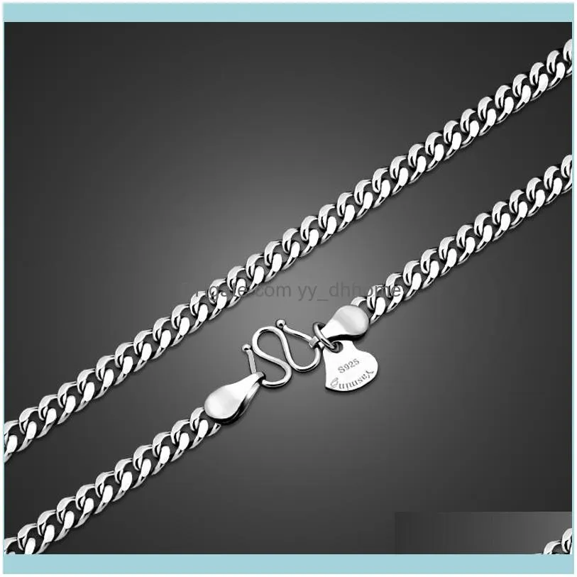 Chains Fashion Man 925 Silver Necklace Real Solid Thick 100% Pure Cuban Whip Chain 6 Mm 26 Inches Wholesale Manliness Jewelry