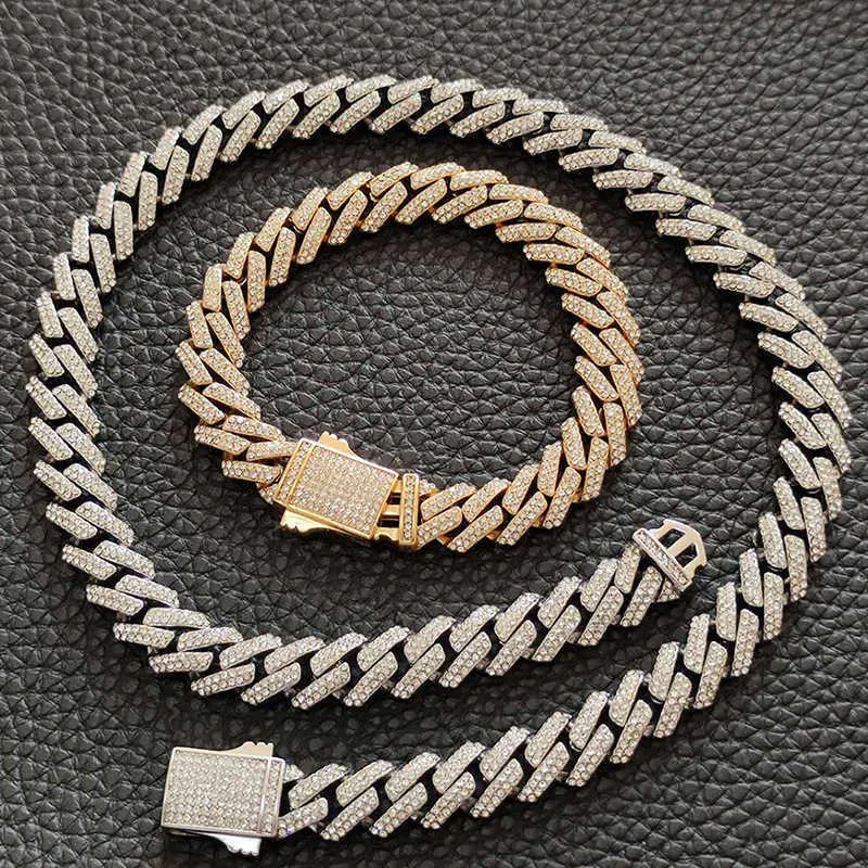 12mm Wide Stainless Steel 316l Ice Flash Cuba Diamond Chain Miscellaneous Men's Hip Hop Rapper Necklace Jewelry Q0809