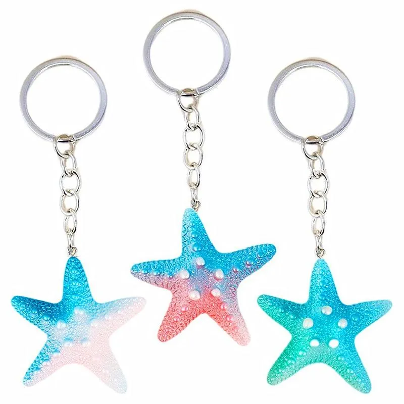 Keychains Arrivée Série Ocean Shell Shell étoiles de mer Keillettes Keetchain Hommes et femmes Sac Portefeuille Mobilephone Décor Key Ring Pendant Princet