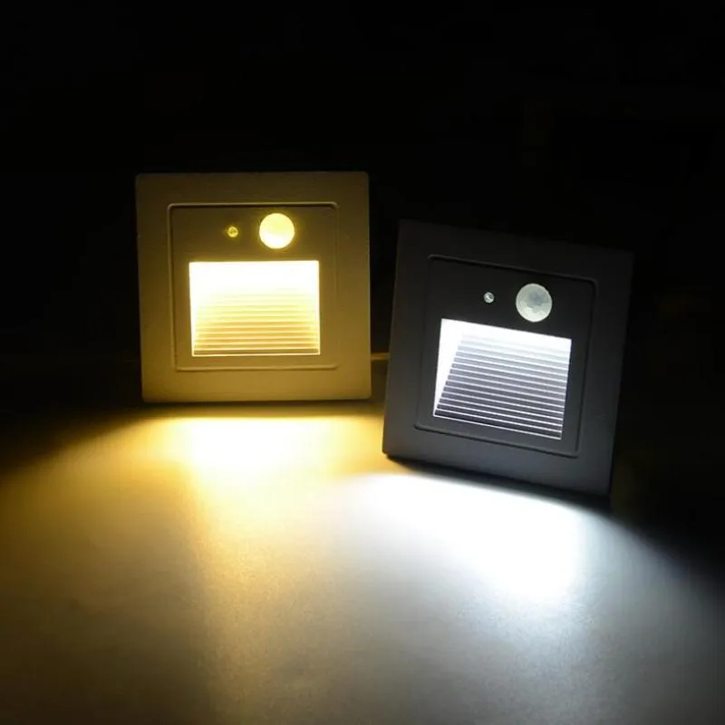 Lampada da parete 3W Sensore di movimento IP65 LED Luci per gradini per scale PIR Footlight Incasso Angolo luce Interni per esterni Pavimento sotterraneo