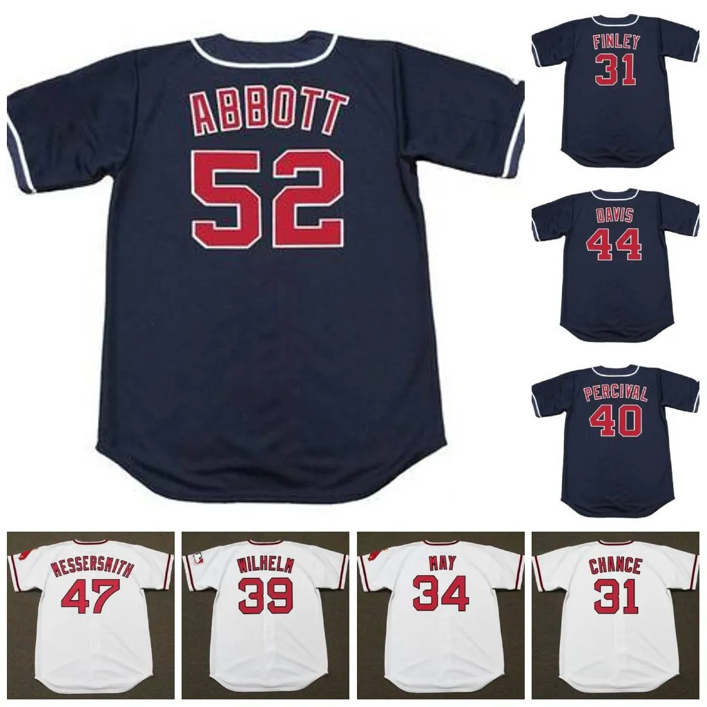 Kalifornien Vintage Baseball Jersey Chuck Finley Dean Chance 1960s 34 Rudy Maj 1970 39 Hoyt Wilhelm 1969 40 Troy Percival 1995 Chili Davis 1996 Messersmith Abbott