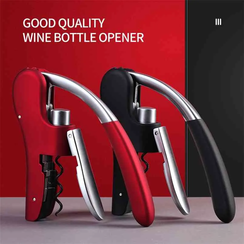 Apribottiglie creativo Cavatappi per vino in acciaio inossidabile Birra per bottiglia Taglierina per rimozione lattine 6 in 1 Twist Off Jar Apribottiglie per vino 210817