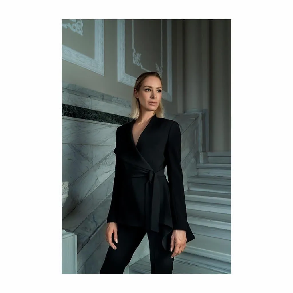 Slim Fit Smart Black Women s ladies black tuxedo suit for Office Party Prom Red Carpet Leisure Outfit with Jacket and Pants