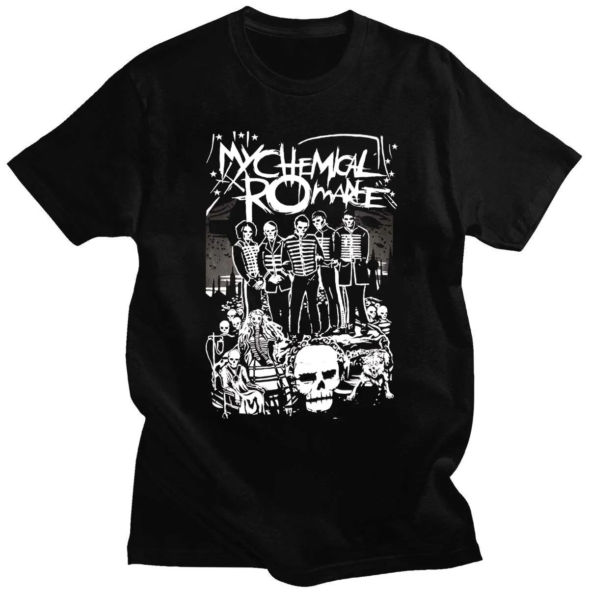 Kleur My Chemical Romance MCR Dead T-shirt Zwart Parade Punk Emo Rock T-shirt Zomer Mode Tee EU