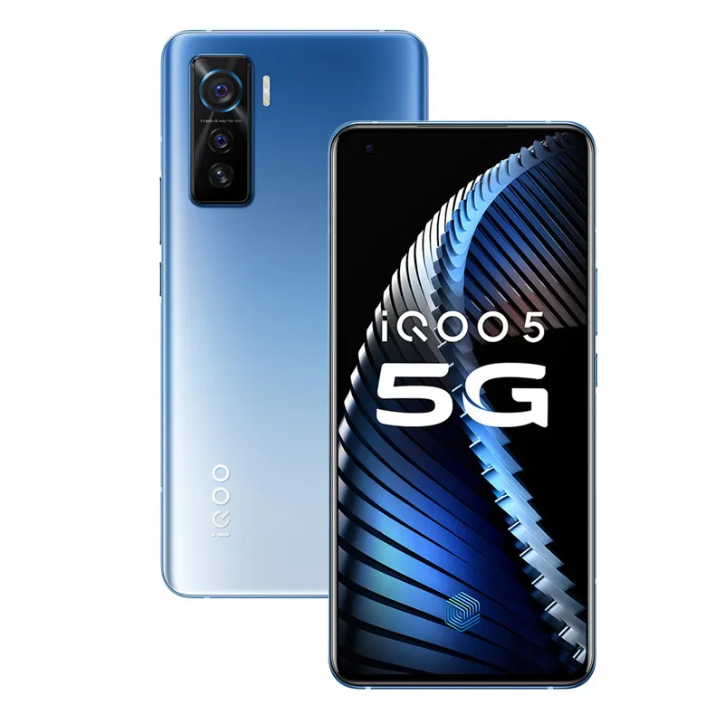 Téléphone portable d'origine Vivo iQOO 5 5G 8 Go de RAM 128 Go de ROM Snapdragon 865 Octa Core Android 6.56" Plein écran 50.0MP NFC Wake Face ID Téléphone portable