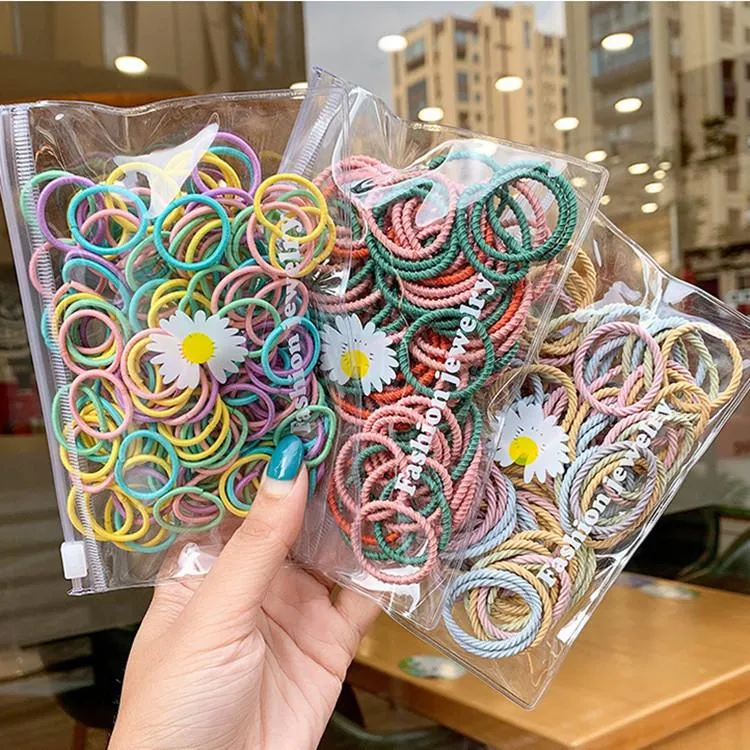 Hair Accessories 100 Pcs/bag Baby Girls Cute Colors Soft Elastic Bands For Children Lovely Scrunchies Rubber Kids